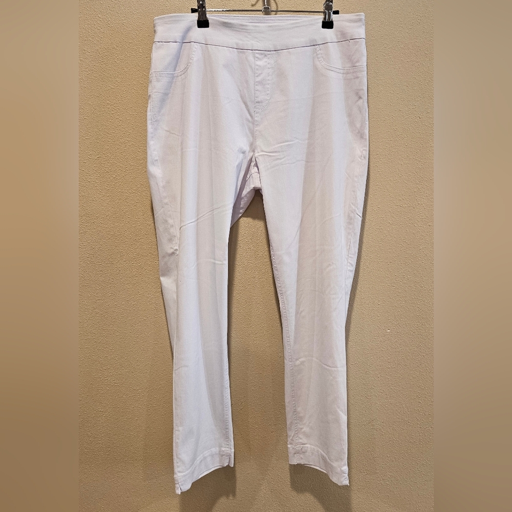 Soft Surroundings Women's White Stretch Pull-On Pants, Size Large